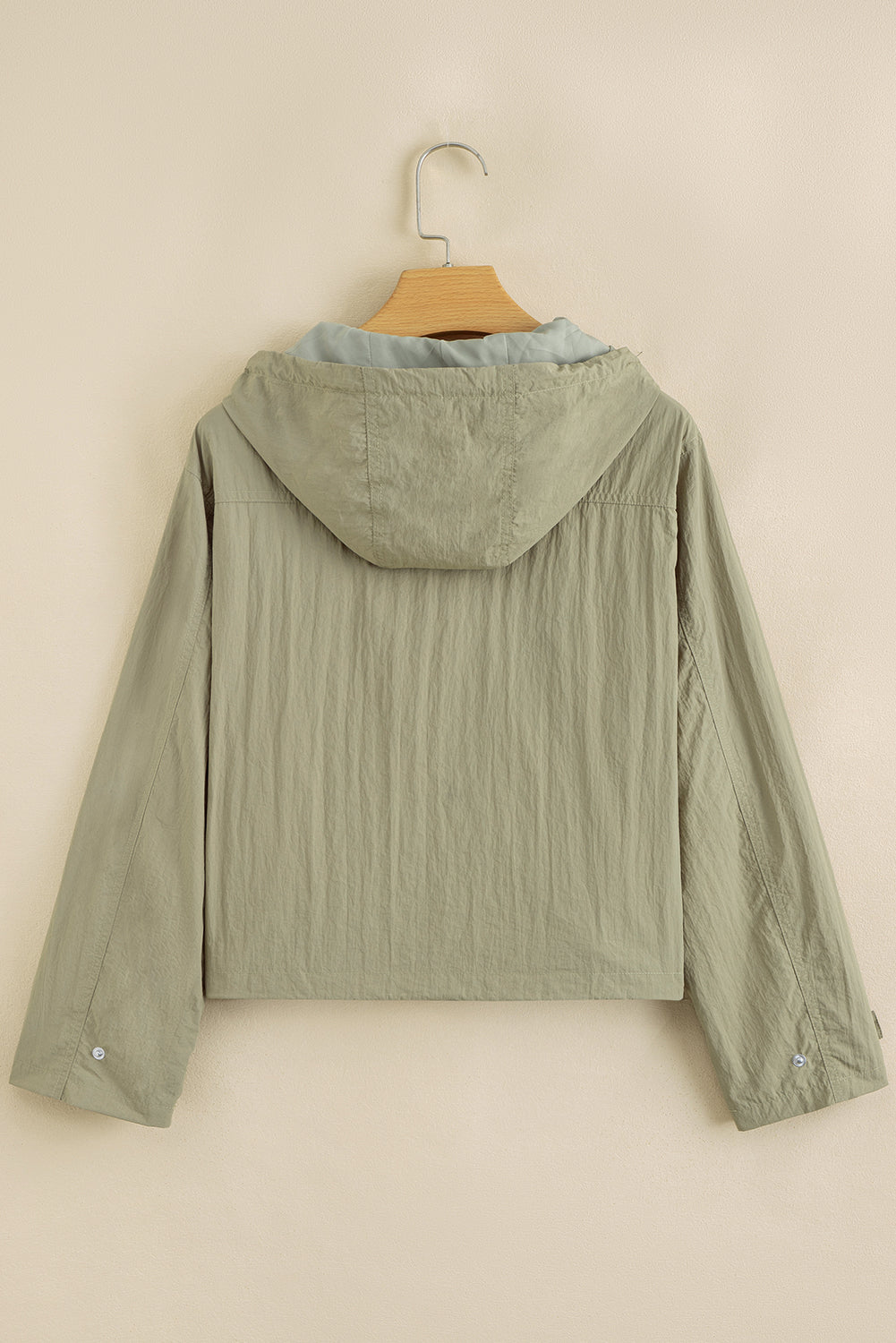 Laurel Green Zipped Pocket Cropped Hooded Utility Jacket Jackets JT's Designer Fashion