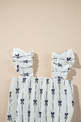 Black Bow Print Smocked Square Neck Ruffle Tiered Long Dress Maxi Dresses JT's Designer Fashion