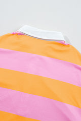 Yellow Stripe Color Block Polo Collar Sweatshirt Sweatshirts & Hoodies JT's Designer Fashion