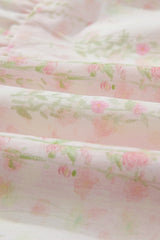 Pink Floral Puff Sleeve Square Neck Knotted Open Back Ruffled Mini Dress Floral Dresses JT's Designer Fashion