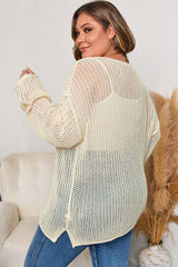 Parchment Hollow Out Knit Star Pattern Accent Plus Size Jumper Plus Size Sweaters & Cardigans JT's Designer Fashion