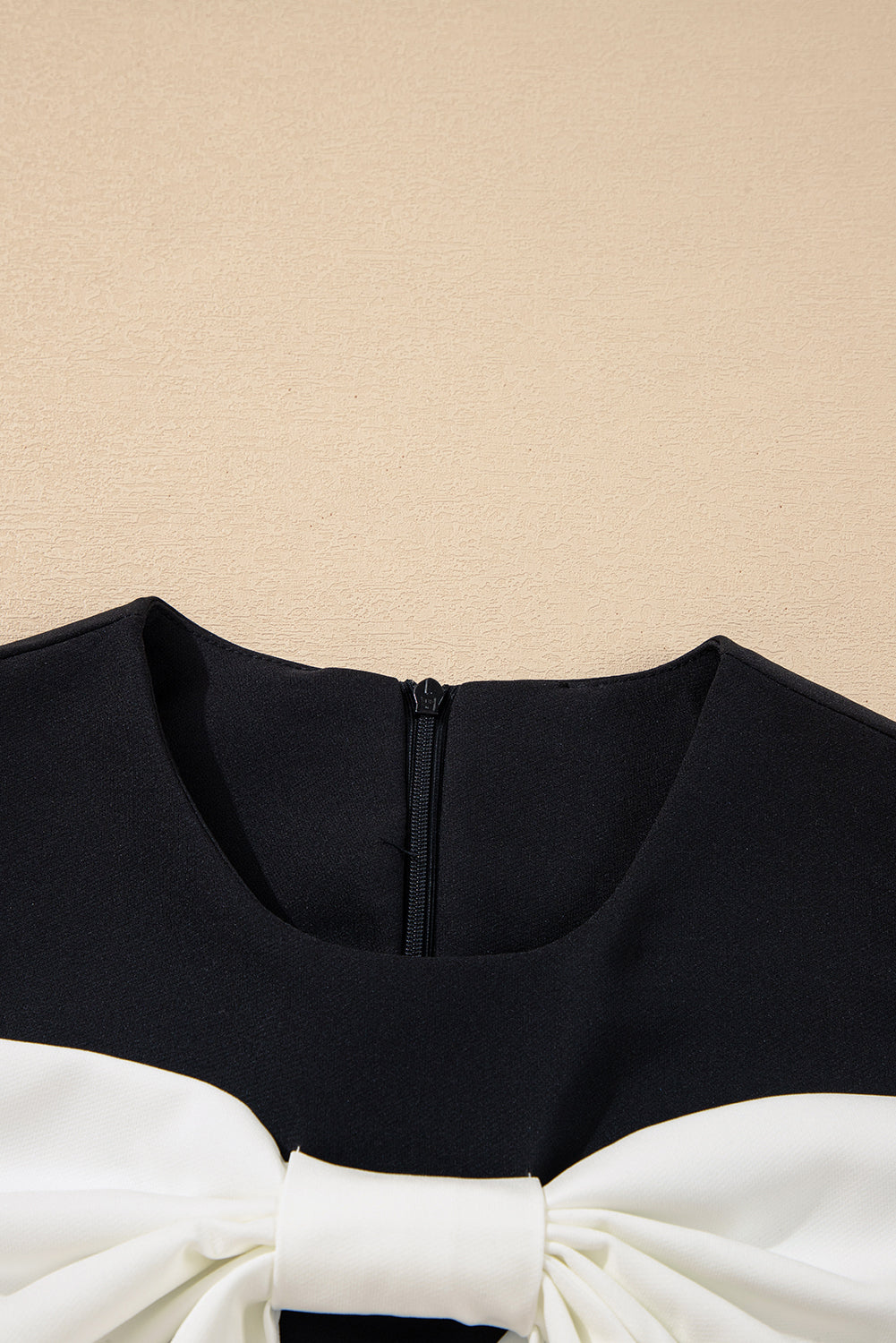 Black Contrast Bowknot Applique Crew Neck Sleeveless Mini Dress Mini Dresses JT's Designer Fashion