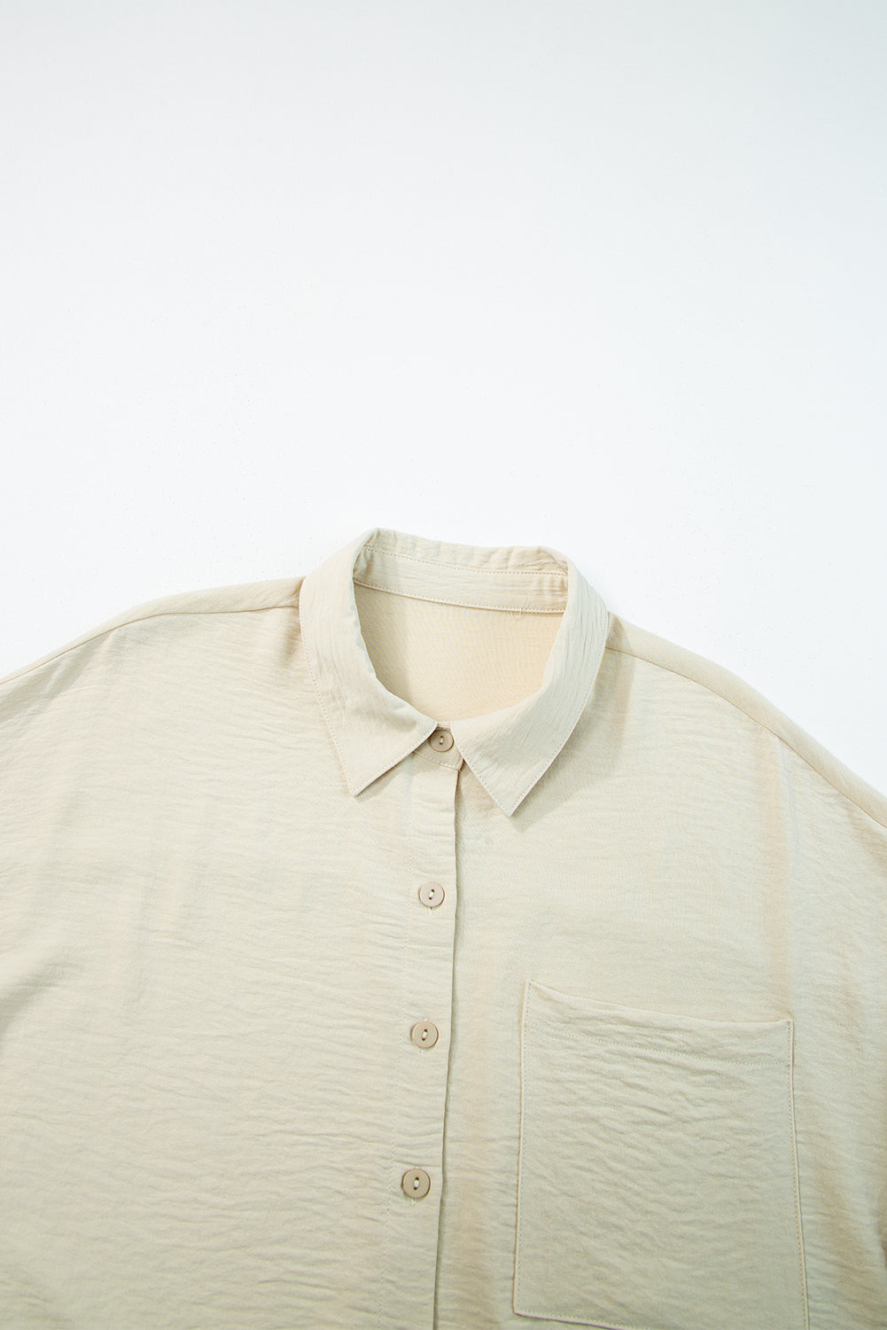 Beige Pure Color Patch Pocket Shirt Blouses & Shirts JT's Designer Fashion