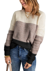 Black Color Block Netted Texture Pullover Sweater Sweaters & Cardigans JT's Designer Fashion