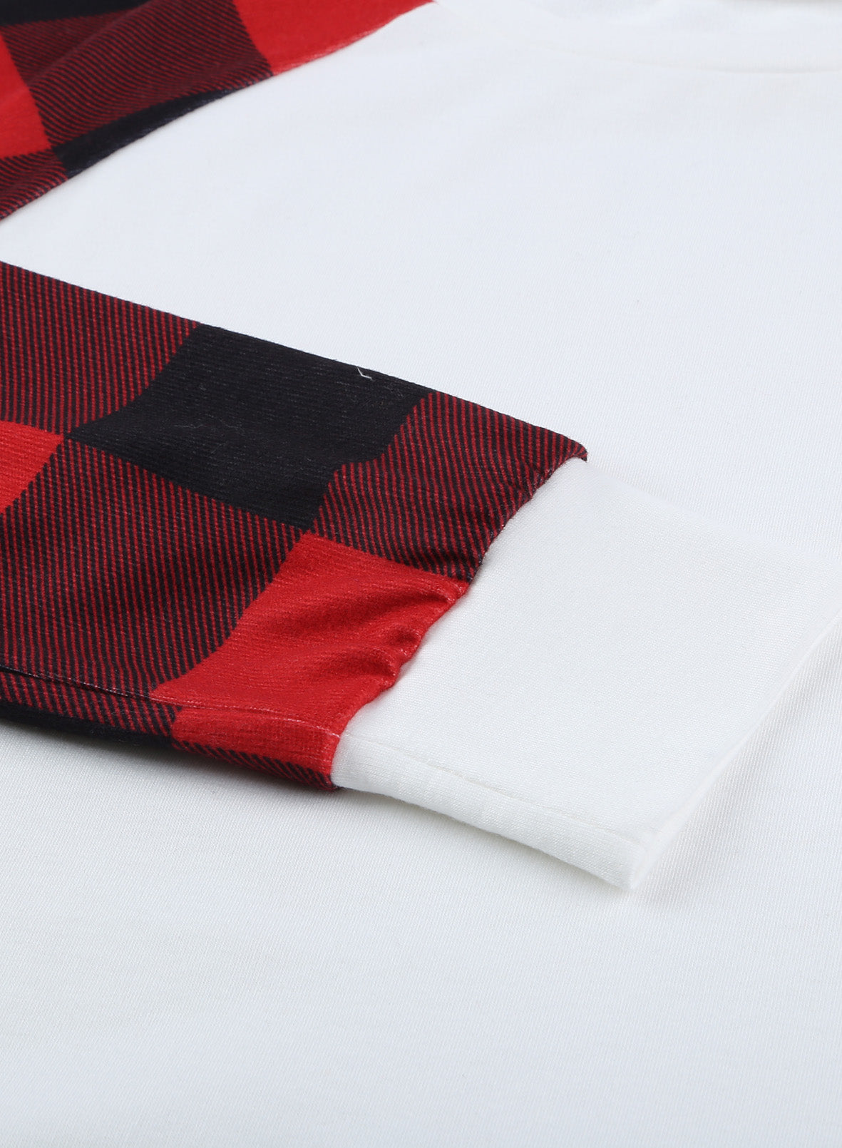 White Buffalo Plaid Long Sleeve Sweatshirt Sweatshirts & Hoodies JT's Designer Fashion