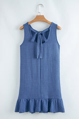 Ashleigh Blue Knot Scoop Back Ruffle Hem Sleeveless Mini Dress Mini Dresses JT's Designer Fashion