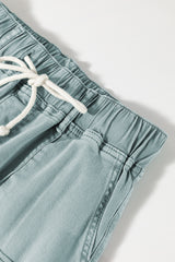 Smoke Green Mineral Wash Drawstring High Waist Wide Leg Jeans Jeans JT's Designer Fashion