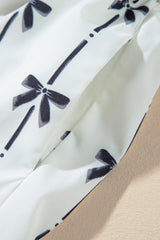 Black Bow Print Smocked Square Neck Ruffle Tiered Long Dress Maxi Dresses JT's Designer Fashion
