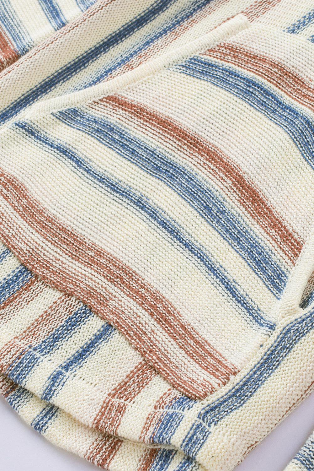 Multicolor Striped Knit Kangaroo Pocket Hooded Sweater Sweaters & Cardigans JT's Designer Fashion