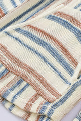 Multicolor Striped Knit Kangaroo Pocket Hooded Sweater Sweaters & Cardigans JT's Designer Fashion