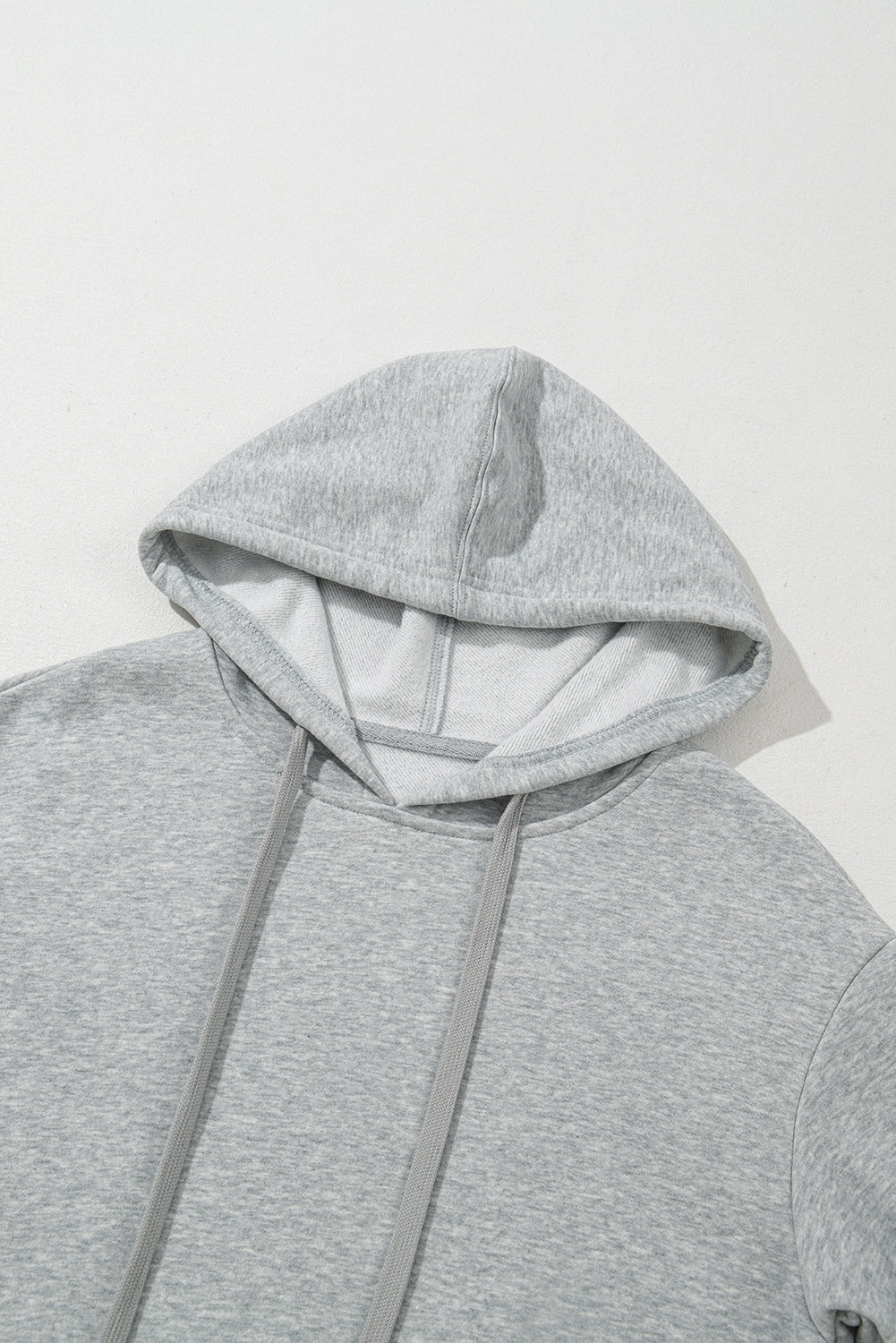 Light Grey Solid Color Fleece Lined Drawstring Hoodie with Pocket Sweatshirts & Hoodies JT's Designer Fashion