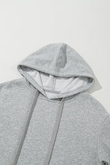 Light Grey Solid Color Fleece Lined Drawstring Hoodie with Pocket Sweatshirts & Hoodies JT's Designer Fashion