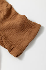 Chestnut Crinkle Textured Polo Shirt and High Waist Shorts Set Short Sets JT's Designer Fashion