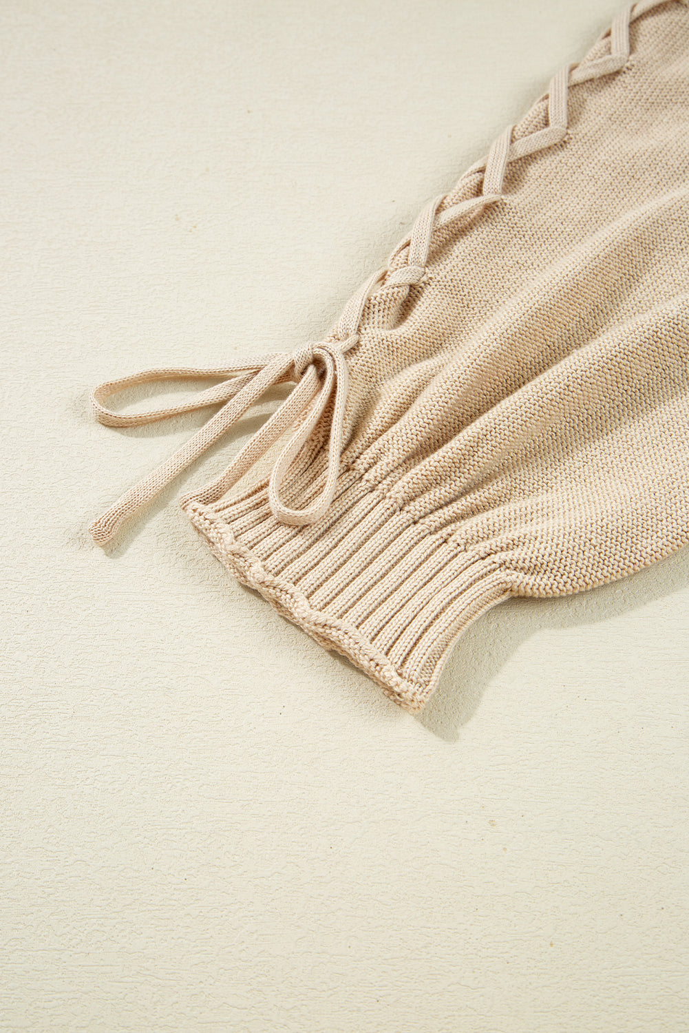 Parchment Cable Knit Braided Tie Sleeve Plus Size Open Cardigan Plus Size Sweaters & Cardigans JT's Designer Fashion