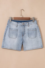 Beau Blue Light Wash High Rise Denim Shorts Denim Shorts JT's Designer Fashion