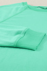 Green French Terry Cotton Blend Pullover Sweatshirt Sweatshirts & Hoodies JT's Designer Fashion