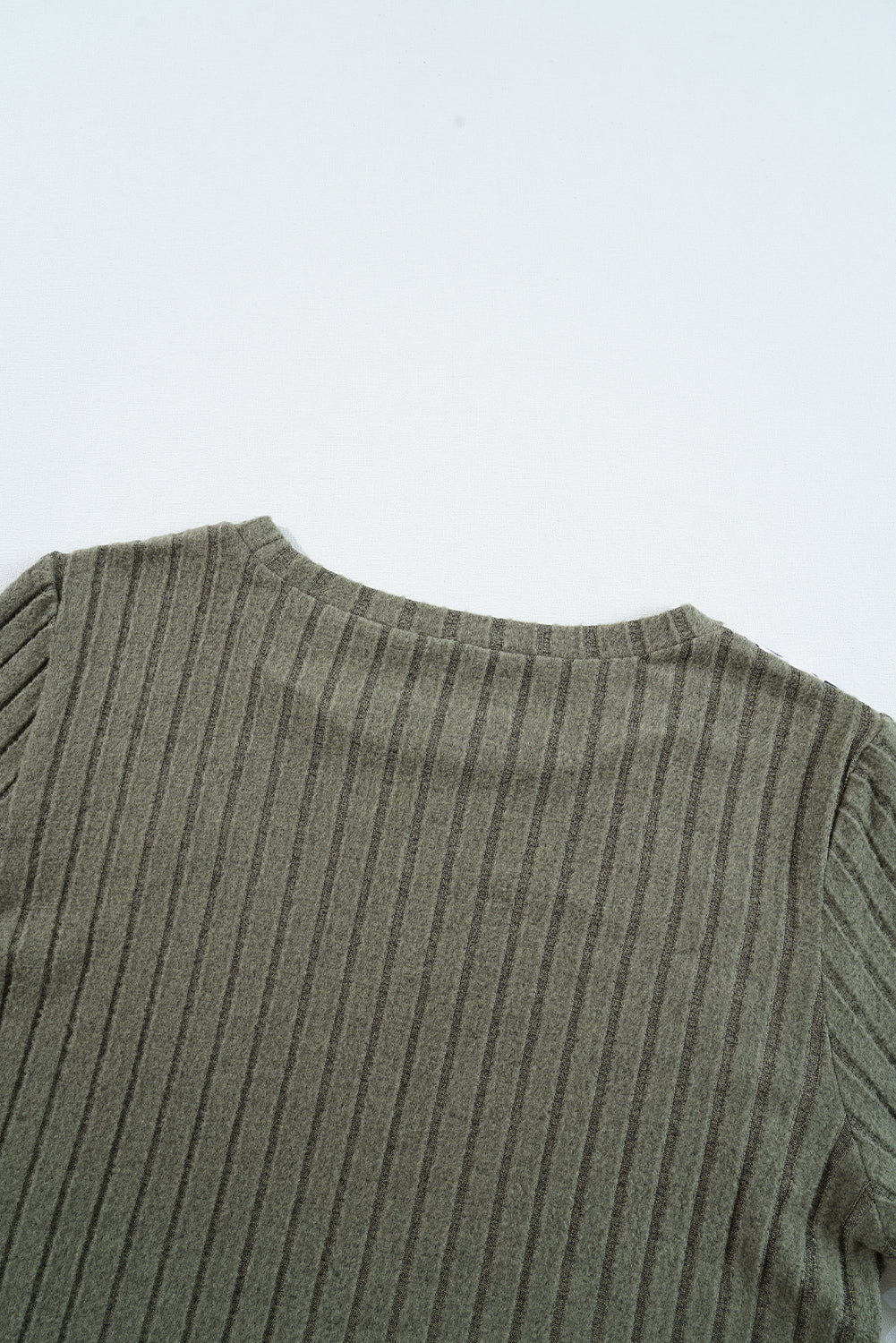 Moss Green Leopard Print Crochet Patchwork Rib Textured Knit Top Long Sleeve Tops JT's Designer Fashion