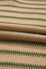 Khaki Stripe Drop Shoulder Casual Sweater Sweaters JT's Designer Fashion