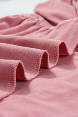 Rose Pink Textured V Neck Flutter Sleeve Ruffled Long Dress Maxi Dresses JT's Designer Fashion