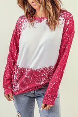 Fiery Red Tie-dyed Crew Neck Pullover Sweatshirt Sweatshirts & Hoodies JT's Designer Fashion
