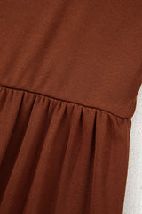Straw Yellow Ribbed Frilled Trim High Waist Long Sleeve Mini Dress Mini Dresses JT's Designer Fashion