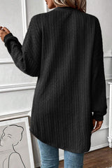 Black Textured Knit Side Pockets Open Front Cardigan Cardigans JT's Designer Fashion