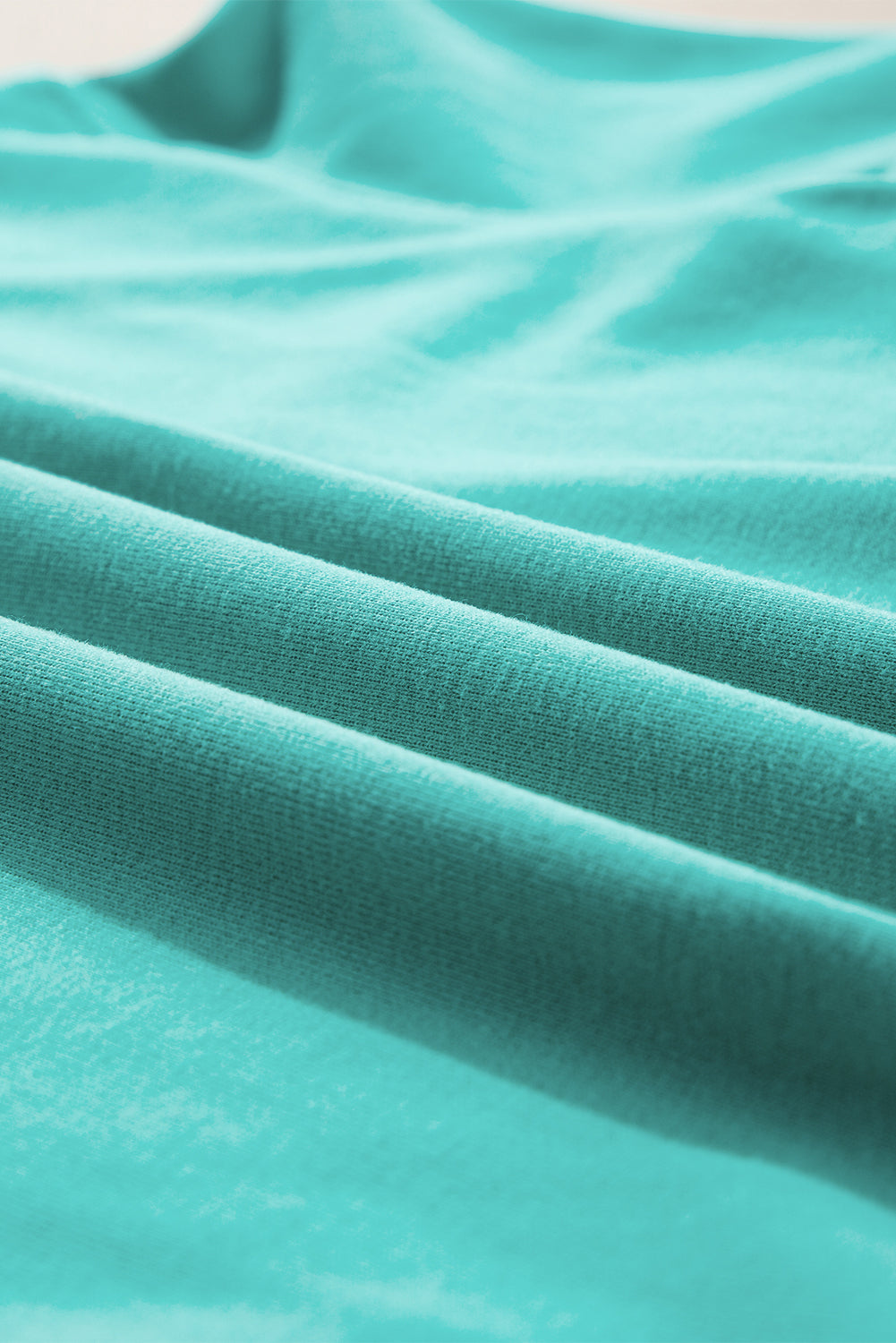 Aruba Blue Plain Drop Shoulder Crewneck Pullover Sweatshirt Sweatshirts & Hoodies JT's Designer Fashion