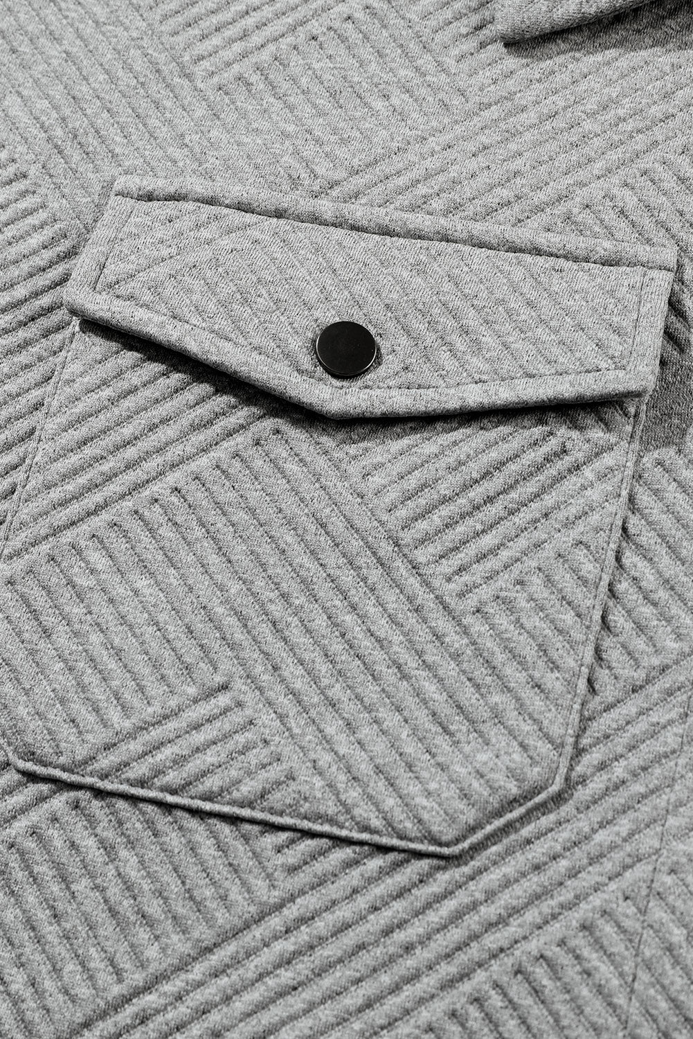 Gray Solid Textured Flap Pocket Buttoned Shacket Jackets JT's Designer Fashion
