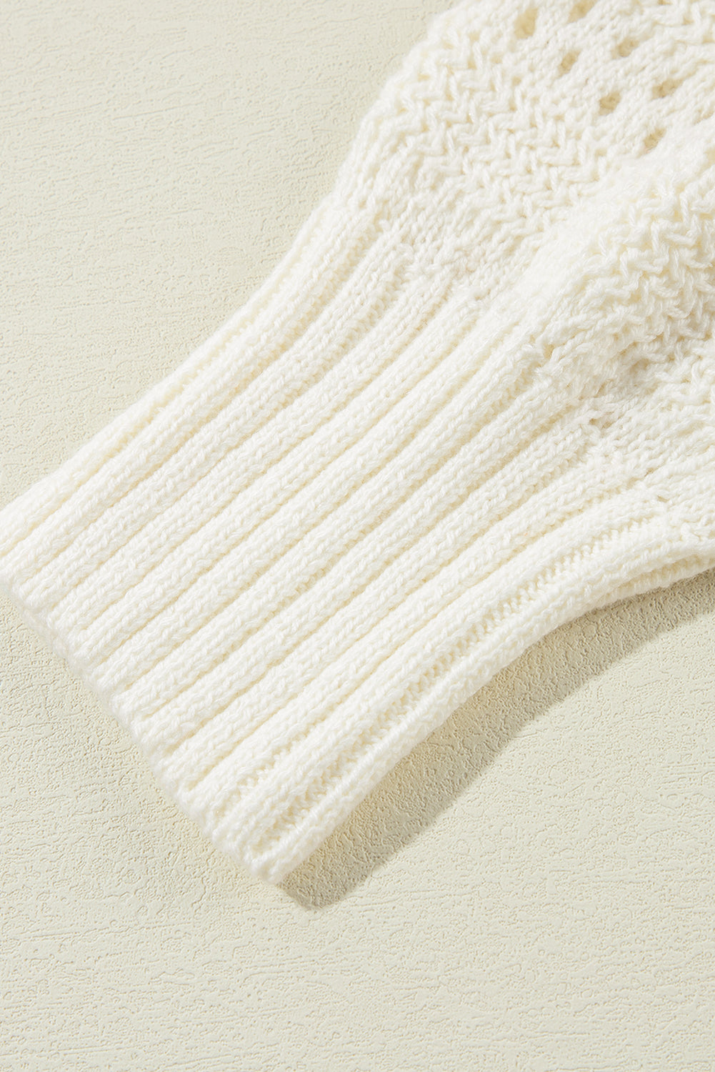 White Pointelle Knit Raglan Sleeve Hooded Sweater Sweaters JT's Designer Fashion