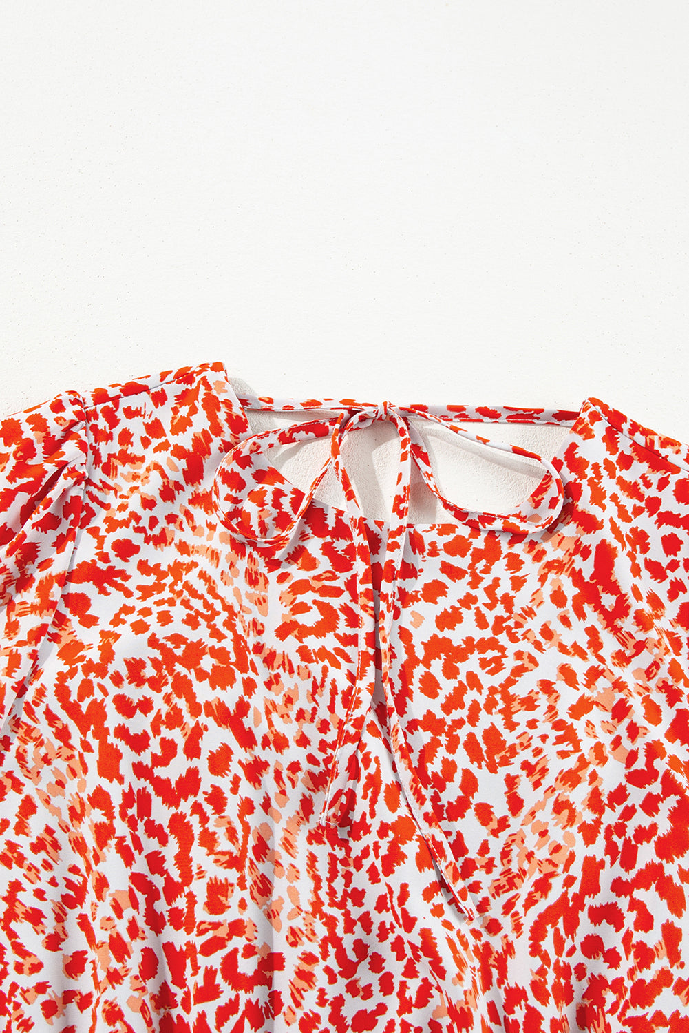 Tomato Red Leopard Print Long Sleeve Hollowed Back Split Mini Dress Mini Dresses JT's Designer Fashion