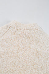 White Solid Fleece High Neck Drop Shoulder Pullover Sweatshirt Sweatshirts & Hoodies JT's Designer Fashion