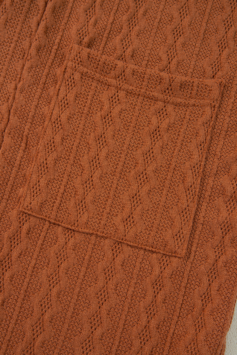 Chestnut Textured Knit Side Pockets Open Front Cardigan Cardigans JT's Designer Fashion