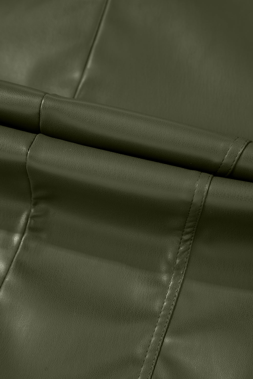 Sage Green Solid Faux Leather Zipper Slim Fit Bomber Jacket Jackets JT's Designer Fashion