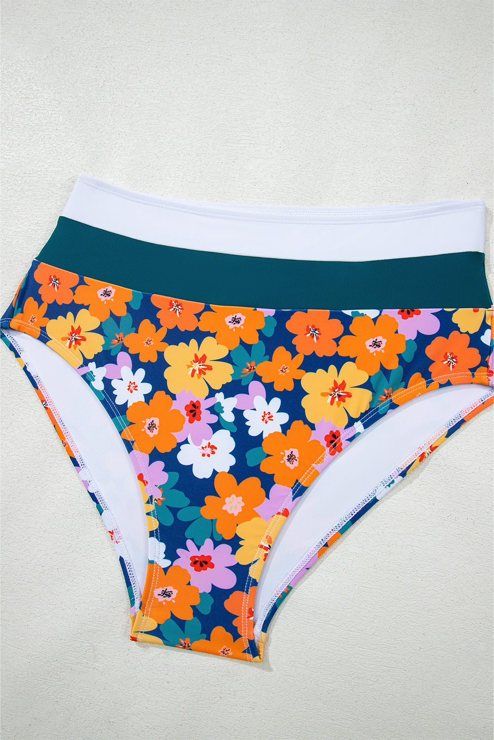 Green Floral Print Racerback Cutout High Waist 2pcs Bikini Bikinis JT's Designer Fashion