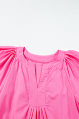 Bonbon Split V Neck Short Flutter Sleeve Pleated Shift Dress Mini Dresses JT's Designer Fashion