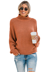 Orange Oversized Chunky Batwing Long Sleeve Turtleneck Sweater Sweaters & Cardigans JT's Designer Fashion