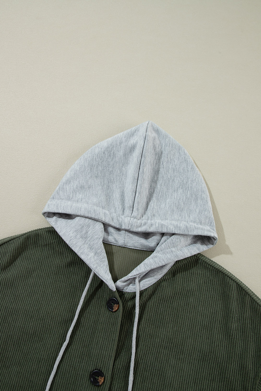 Jungle Green Oversized Corduroy Contrast Hooded Shacket Jackets JT's Designer Fashion