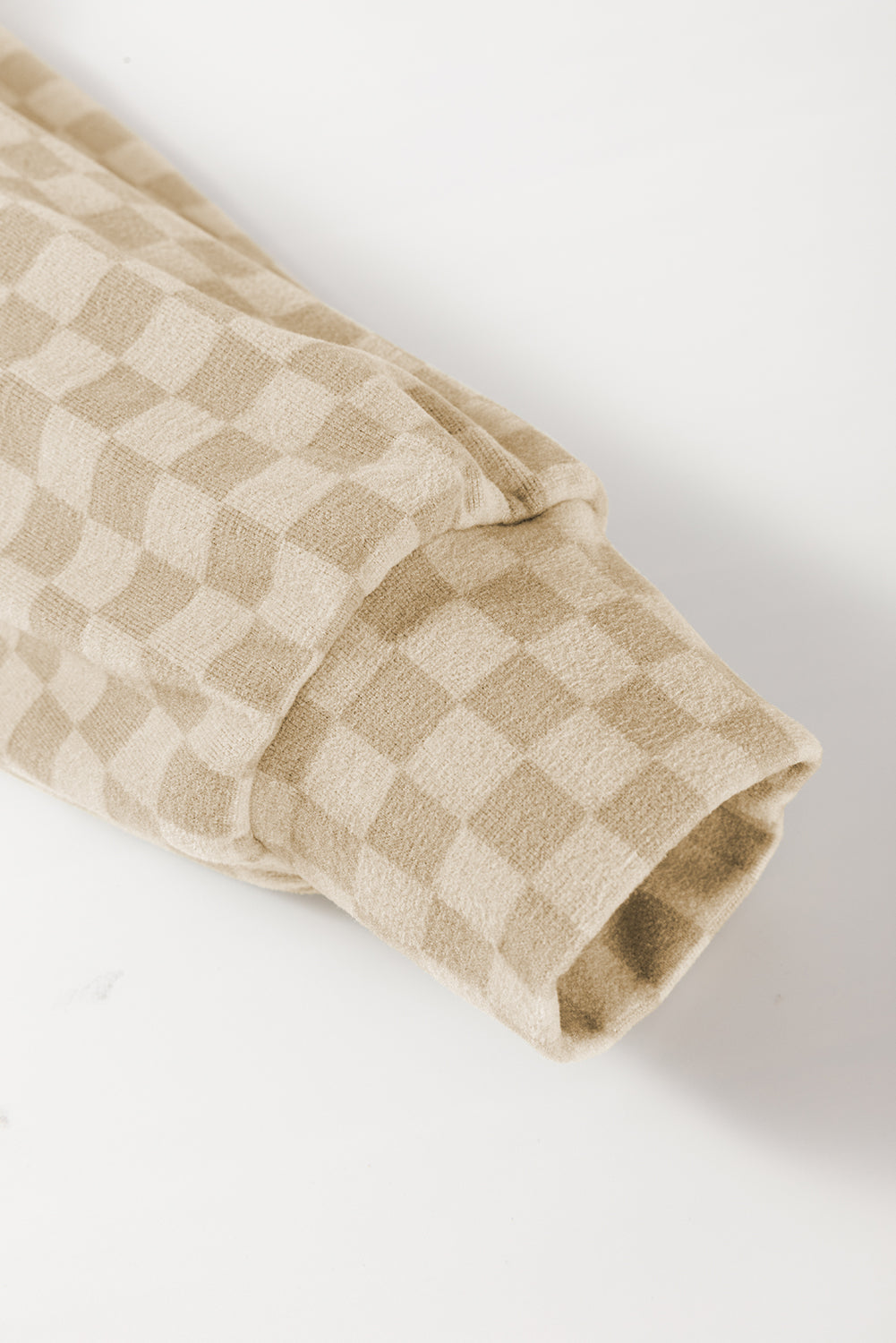 Khaki Checkered Print Kangaroo Pocket Drawstring Hoodie Sweatshirts & Hoodies JT's Designer Fashion
