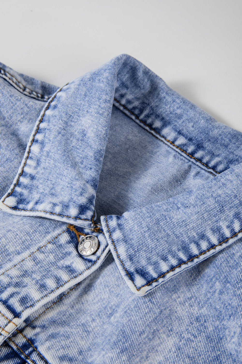 Beau Blue Vintage Washed Flap Pockets Denim Jacket Denim Jackets JT's Designer Fashion