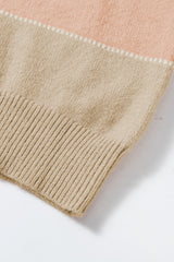 Dusty Pink Color Block Lantern Sleeve Drop Shoulder Sweater Sweaters JT's Designer Fashion