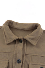 Turn Down Collar Buttoned Shirt Jacket Jackets JT's Designer Fashion