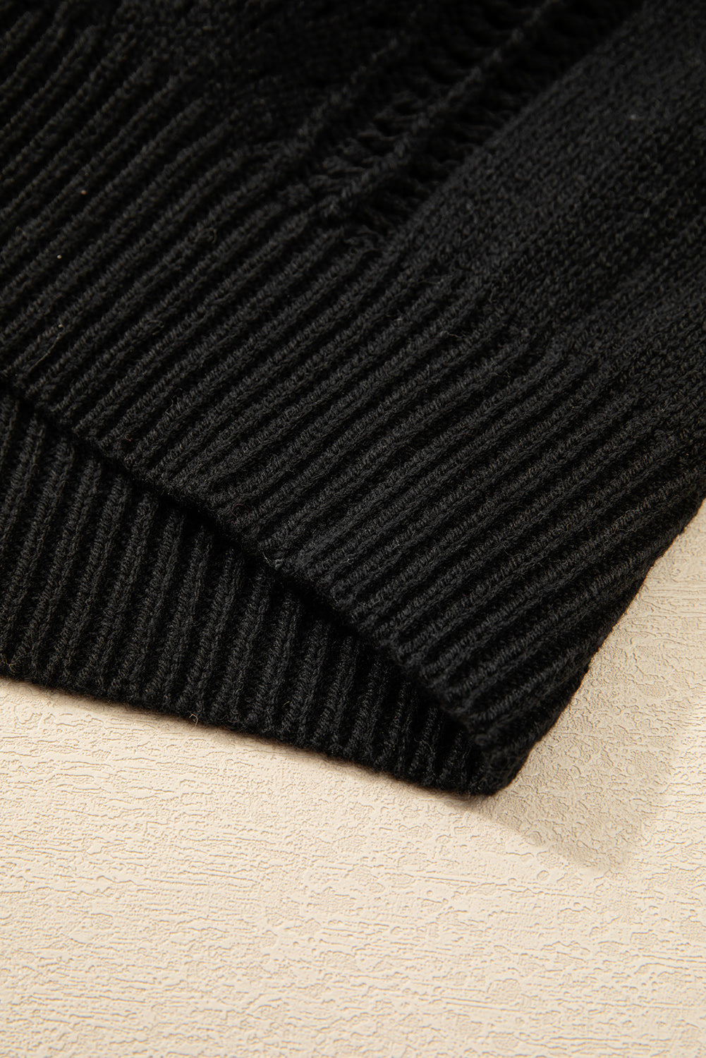 Black Open Knit Drop Shoulder Sweater Cardigan Cardigans JT's Designer Fashion