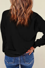 Black Rhinestone Bowknot Graphic Crewneck Pullover Sweatshirt Graphic Sweatshirts JT's Designer Fashion