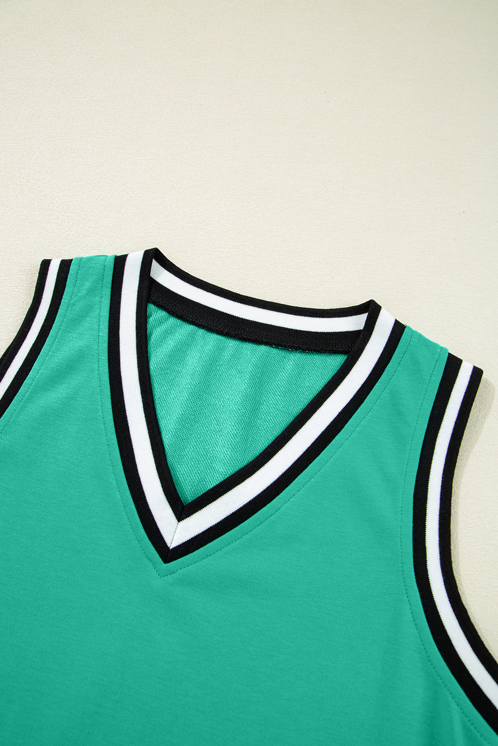 Mint Green Color Contrast Trim V Neck Shift Sleeveless Mini Dress Mini Dresses JT's Designer Fashion