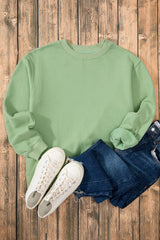 Smoke Green Solid Fleece Lined Drop Shoulder Terry Sweatshirt Sweatshirts & Hoodies JT's Designer Fashion