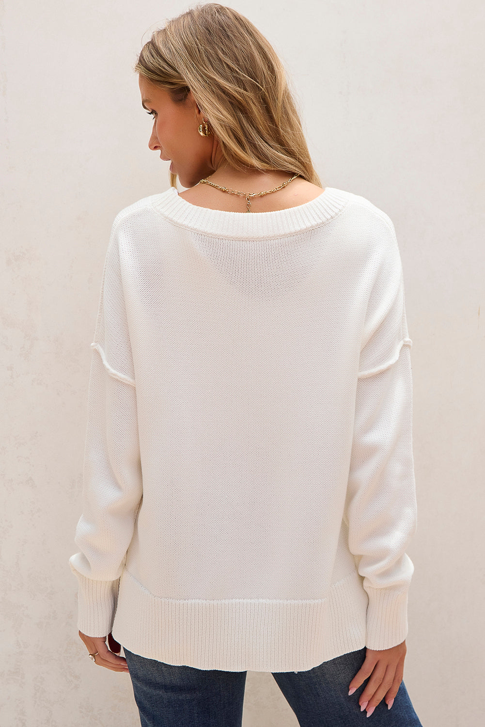 White American Flag Cable Knit Drop Shoulder Sweater Sweaters JT's Designer Fashion