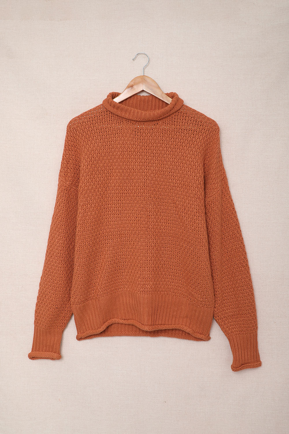 Orange Oversized Chunky Batwing Long Sleeve Turtleneck Sweater Sweaters & Cardigans JT's Designer Fashion