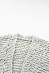 Gray Chunky Oversize Knit Drop Shoulder Puff Sleeve Cardigan Cardigans JT's Designer Fashion