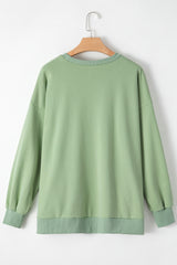 Smoke Green Solid O Neck High Low Hem Pullover Sweatshirt Sweatshirts & Hoodies JT's Designer Fashion