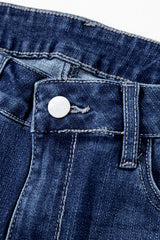 Sail Blue Mineral Wash Raw Hem High Waist Flared Jeans Jeans JT's Designer Fashion